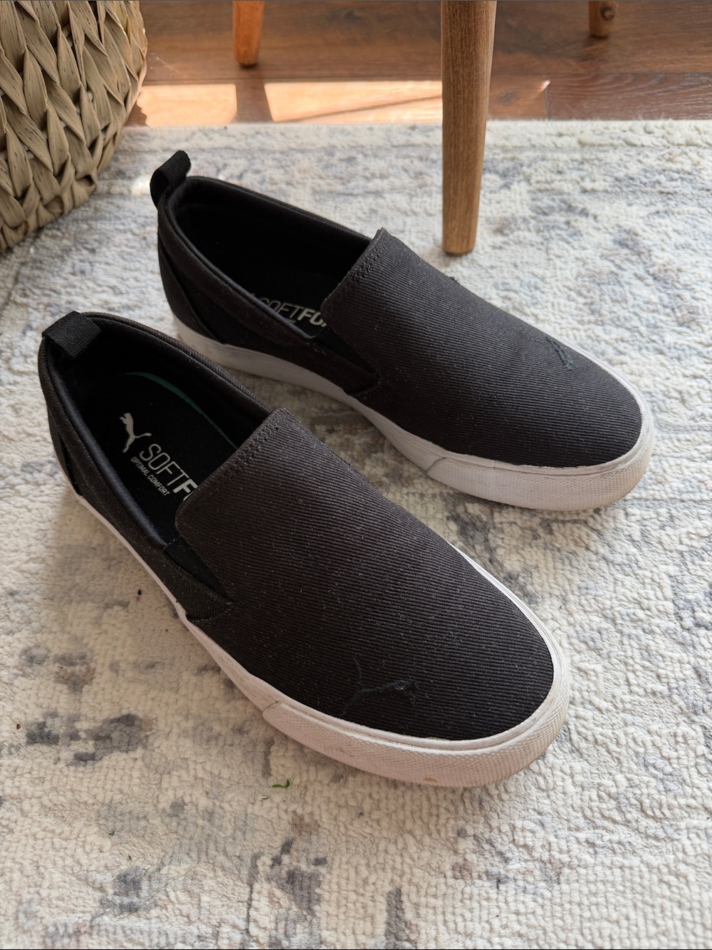 PUMA Black Slip-On Canvas Loafers